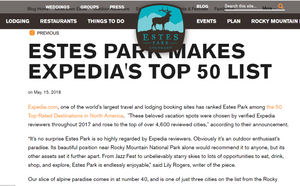Estes Park Makes Expedia's Top 50 List